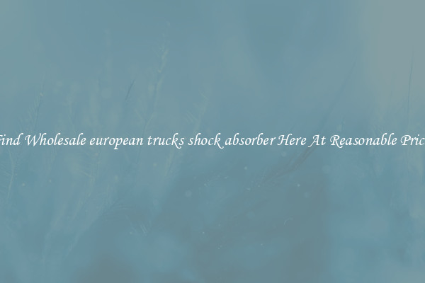 Find Wholesale european trucks shock absorber Here At Reasonable Prices
