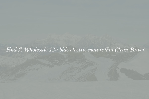 Find A Wholesale 12v bldc electric motors For Clean Power