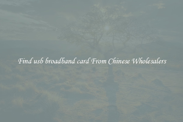Find usb broadband card From Chinese Wholesalers